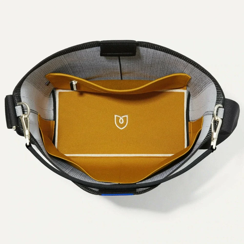 Rothy's Gray and Black Crossbody Tote with White Stripe